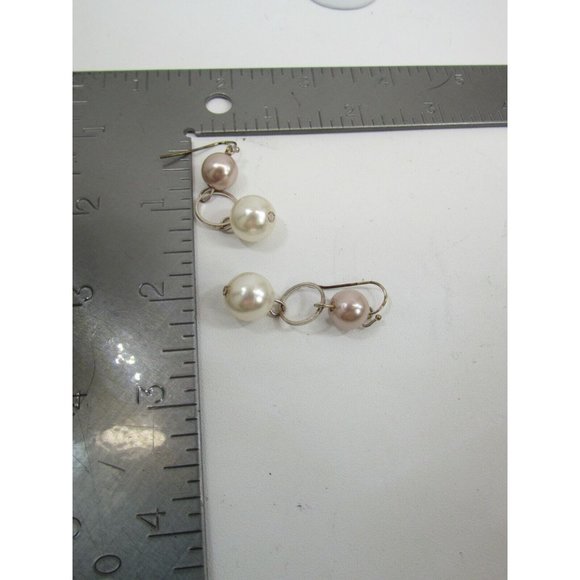 Faux Pearl Drop Dangle Pierced Earrings 49618 - Picture 3 of 3